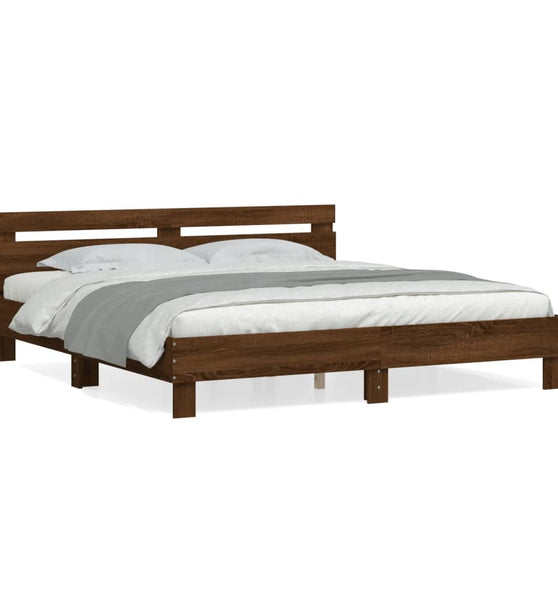 Bettgestell mit Kopfteil Braun Eichen-Optik 160x200 cm