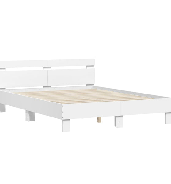 Bettgestell mit Kopfteil Weiß 150x200 cm Holzwerkstoff