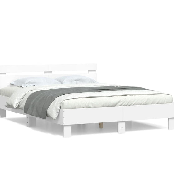 Bettgestell mit Kopfteil Weiß 150x200 cm Holzwerkstoff