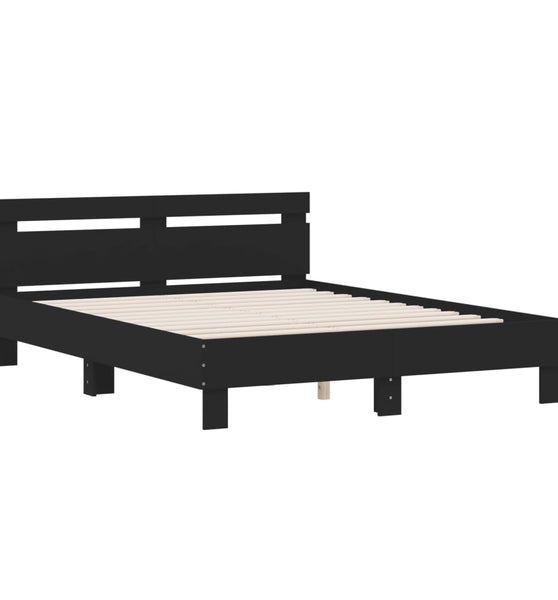 Bettgestell mit Kopfteil Schwarz 150x200 cm Holzwerkstoff