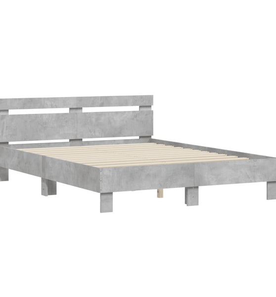 Bettgestell mit Kopfteil Betongrau 150x200 cm Holzwerkstoff
