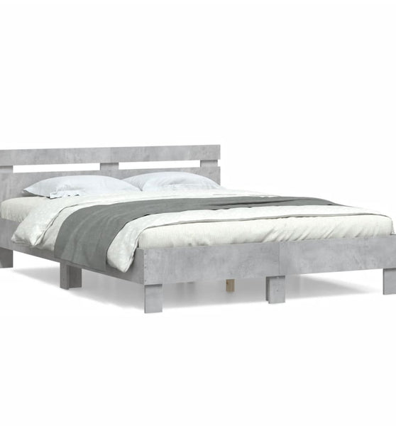 Bettgestell mit Kopfteil Betongrau 150x200 cm Holzwerkstoff