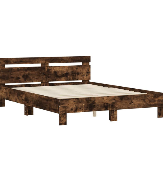 Bettgestell mit Kopfteil Räuchereiche 150x200 cm Holzwerkstoff
