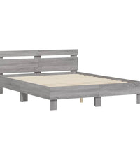 Bettgestell mit Kopfteil Grau Sonoma 150x200 cm Holzwerkstoff