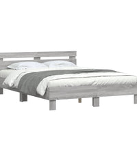 Bettgestell mit Kopfteil Grau Sonoma 150x200 cm Holzwerkstoff