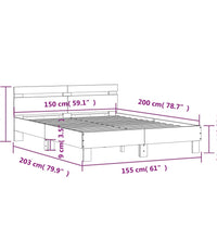 Bettgestell mit Kopfteil Grau Sonoma 150x200 cm Holzwerkstoff
