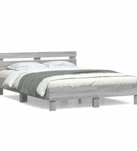 Bettgestell mit Kopfteil Grau Sonoma 150x200 cm Holzwerkstoff