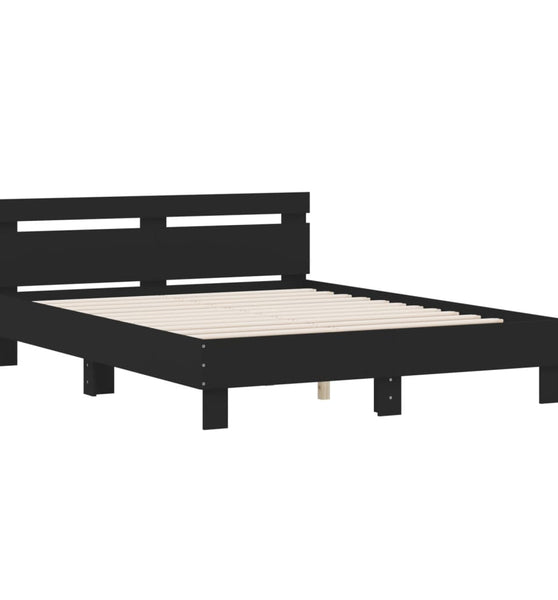 Bettgestell mit Kopfteil Schwarz 140x200 cm Holzwerkstoff