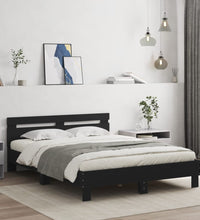 Bettgestell mit Kopfteil Schwarz 140x200 cm Holzwerkstoff
