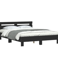 Bettgestell mit Kopfteil Schwarz 140x200 cm Holzwerkstoff