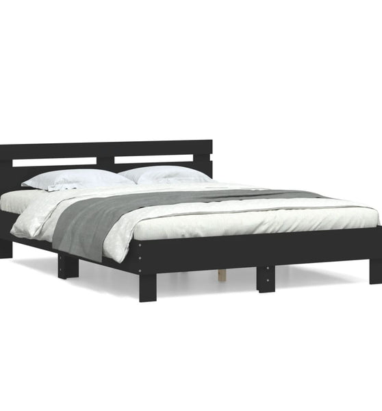 Bettgestell mit Kopfteil Schwarz 140x200 cm Holzwerkstoff