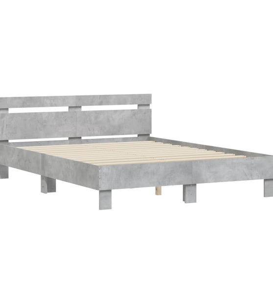 Bettgestell mit Kopfteil Betongrau 140x200 cm Holzwerkstoff