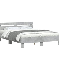 Bettgestell mit Kopfteil Betongrau 140x200 cm Holzwerkstoff