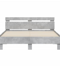Bettgestell mit Kopfteil Betongrau 140x200 cm Holzwerkstoff