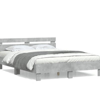 Bettgestell mit Kopfteil Betongrau 140x200 cm Holzwerkstoff