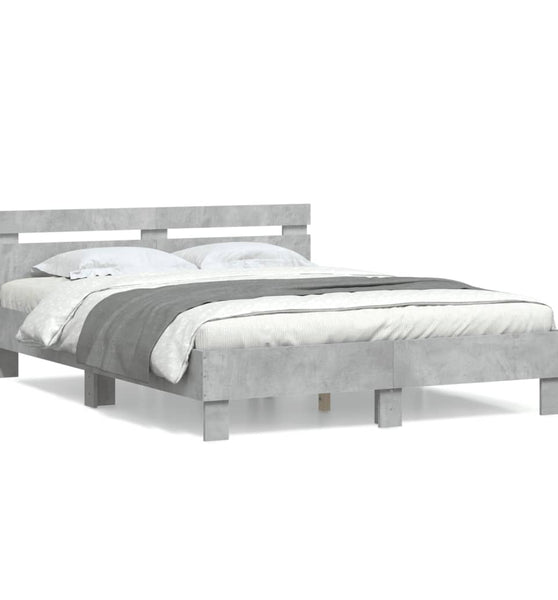 Bettgestell mit Kopfteil Betongrau 140x200 cm Holzwerkstoff