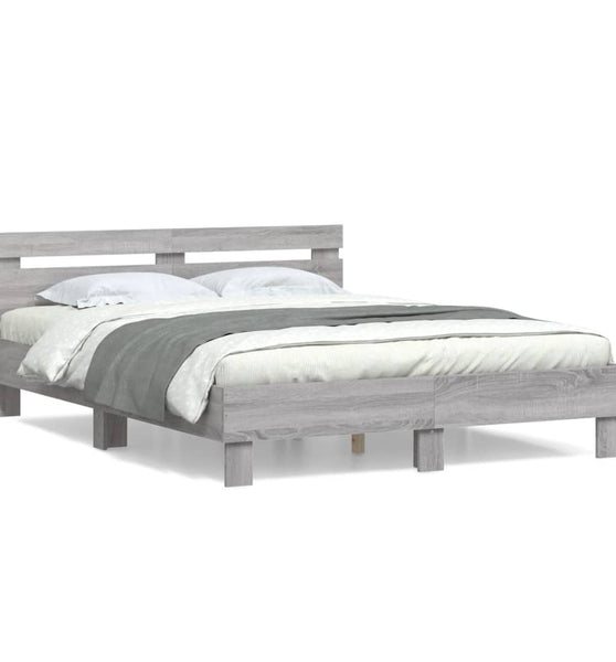 Bettgestell mit Kopfteil Grau Sonoma 140x200 cm Holzwerkstoff
