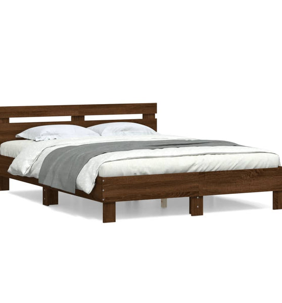 Bettgestell mit Kopfteil Braun Eichen-Optik 140x200 cm
