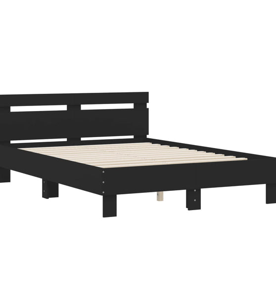 Bettgestell mit Kopfteil Schwarz 120x200 cm Holzwerkstoff