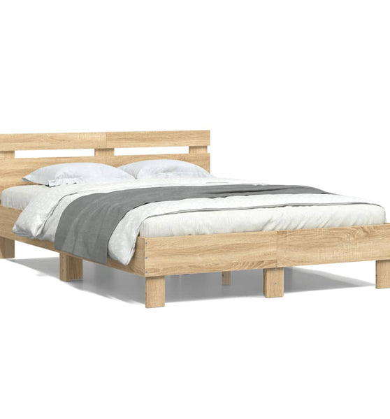 Bettgestell mit Kopfteil Sonoma-Eiche 120x200 cm Holzwerkstoff