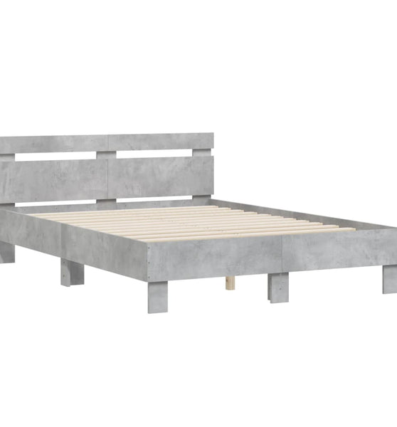 Bettgestell mit Kopfteil Betongrau 120x200 cm Holzwerkstoff