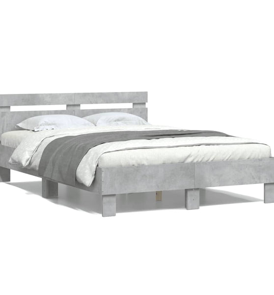 Bettgestell mit Kopfteil Betongrau 120x200 cm Holzwerkstoff