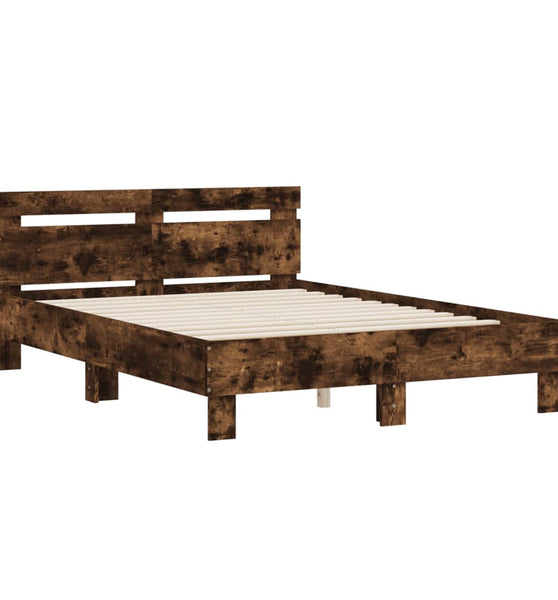 Bettgestell mit Kopfteil Räuchereiche 120x200 cm Holzwerkstoff