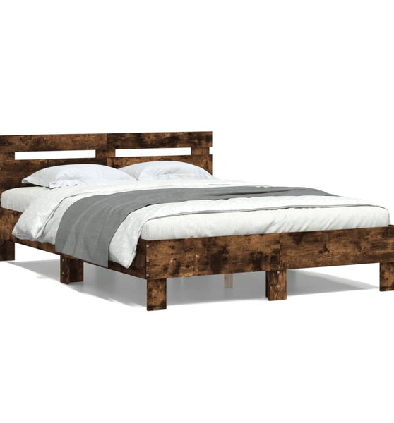 Bettgestell mit Kopfteil Räuchereiche 120x200 cm Holzwerkstoff