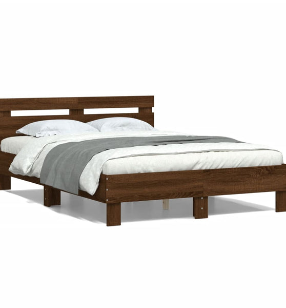 Bettgestell mit Kopfteil Braun Eichen-Optik 120x200 cm
