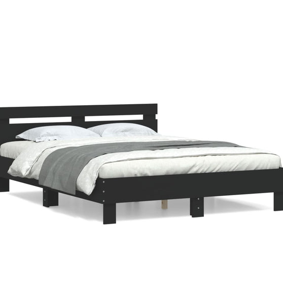 Bettgestell mit Kopfteil Schwarz 140x190 cm Holzwerkstoff