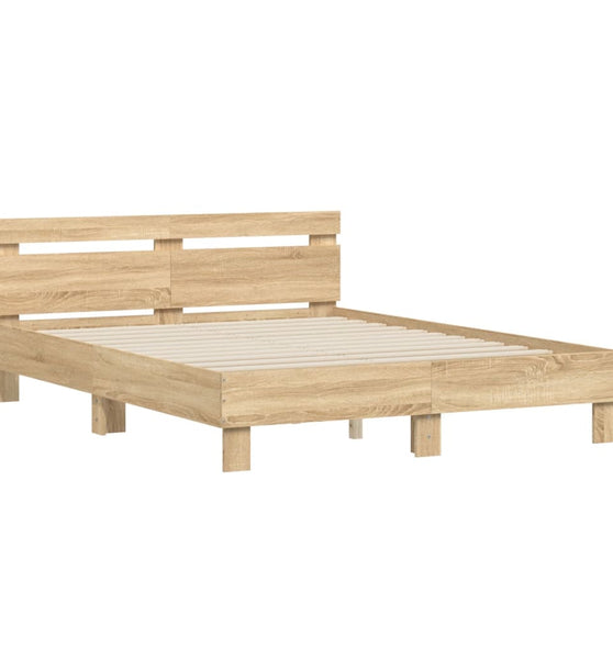 Bettgestell mit Kopfteil Sonoma-Eiche 140x190 cm Holzwerkstoff