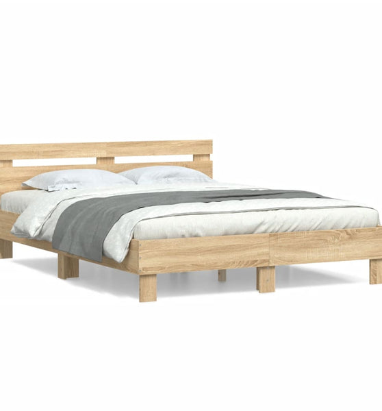 Bettgestell mit Kopfteil Sonoma-Eiche 140x190 cm Holzwerkstoff
