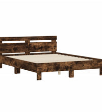 Bettgestell mit Kopfteil Räuchereiche 140x190 cm Holzwerkstoff