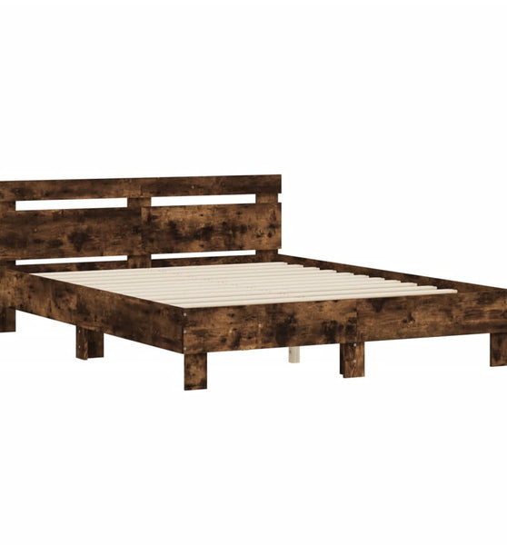 Bettgestell mit Kopfteil Räuchereiche 140x190 cm Holzwerkstoff