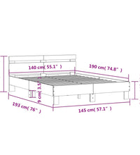 Bettgestell mit Kopfteil Räuchereiche 140x190 cm Holzwerkstoff