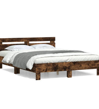 Bettgestell mit Kopfteil Räuchereiche 140x190 cm Holzwerkstoff