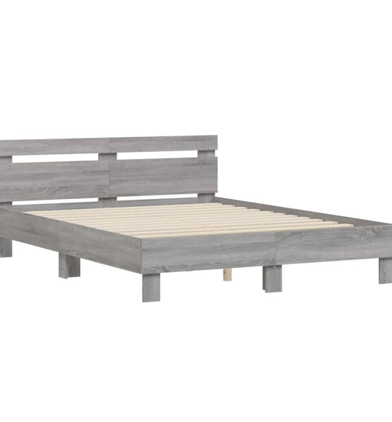 Bettgestell mit Kopfteil Grau Sonoma 140x190 cm Holzwerkstoff
