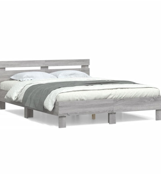 Bettgestell mit Kopfteil Grau Sonoma 140x190 cm Holzwerkstoff