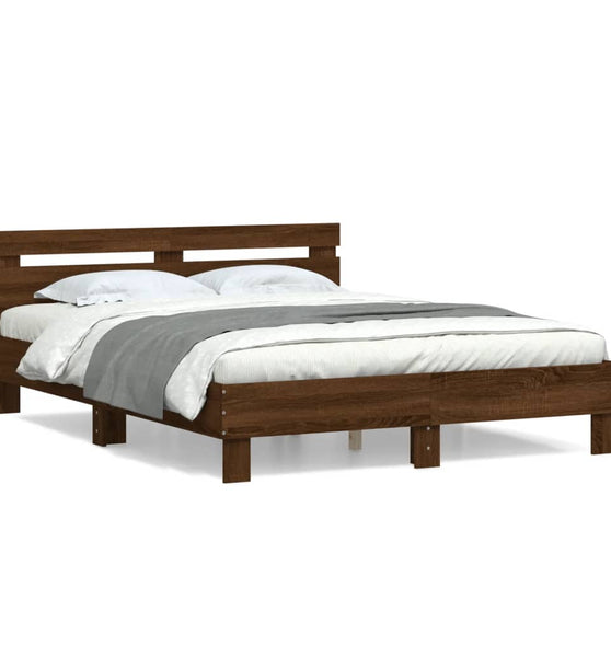 Bettgestell mit Kopfteil Braun Eichen-Optik 140x190 cm