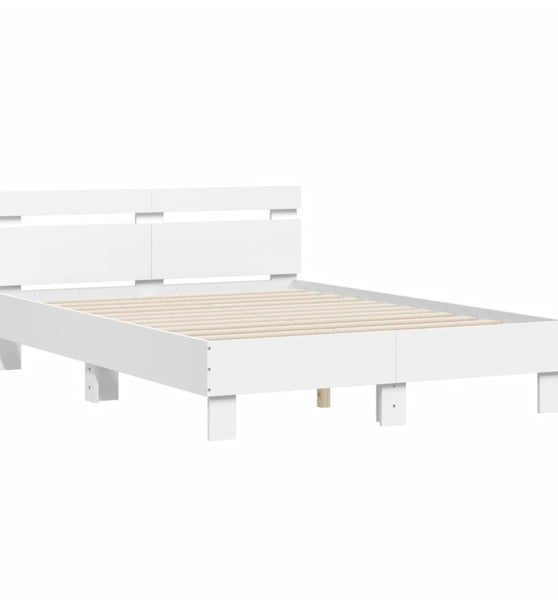 Bettgestell mit Kopfteil Weiß 135 x 190 cm Holzwerkstoff