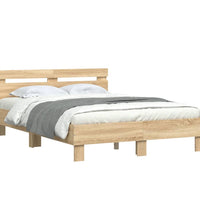 Bettgestell mit Kopfteil Sonoma-Eiche 135x190 cm Holzwerkstoff