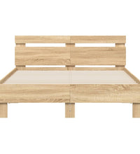 Bettgestell mit Kopfteil Sonoma-Eiche 135x190 cm Holzwerkstoff