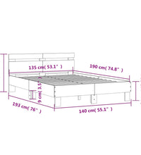Bettgestell mit Kopfteil Sonoma-Eiche 135x190 cm Holzwerkstoff