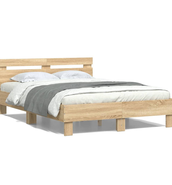 Bettgestell mit Kopfteil Sonoma-Eiche 135x190 cm Holzwerkstoff