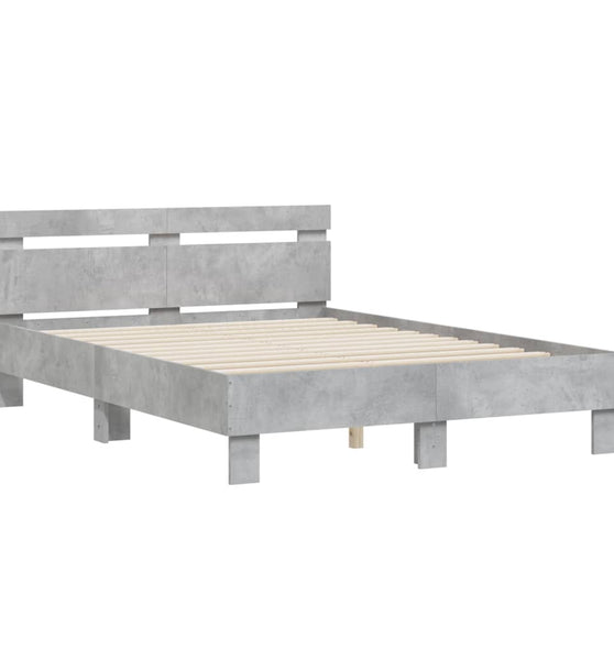 Bettgestell mit Kopfteil Betongrau 135x190 cm Holzwerkstoff