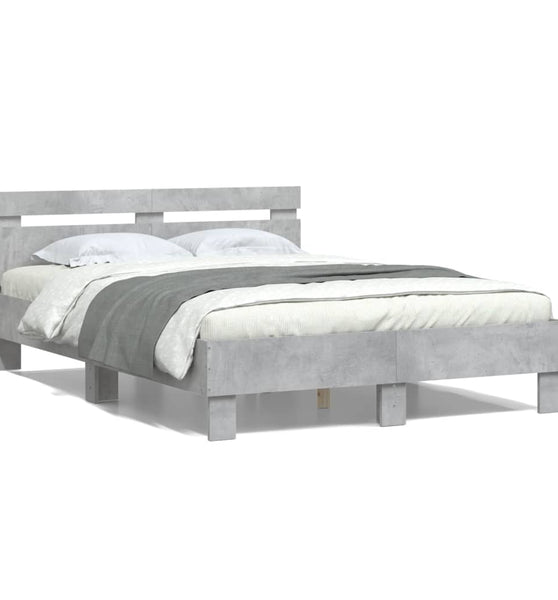 Bettgestell mit Kopfteil Betongrau 135x190 cm Holzwerkstoff