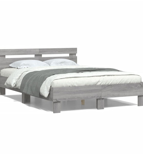 Bettgestell mit Kopfteil Grau Sonoma 135x190 cm Holzwerkstoff