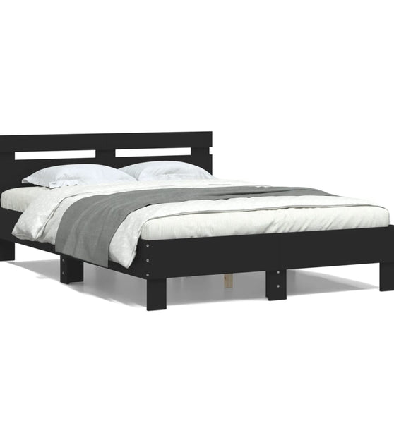 Bettgestell mit Kopfteil Schwarz 120x190 cm Holzwerkstoff