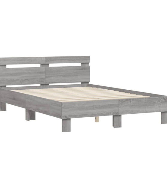 Bettgestell mit Kopfteil Grau Sonoma 120x190 cm Holzwerkstoff