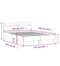 Bettgestell mit Kopfteil Grau Sonoma 120x190 cm Holzwerkstoff